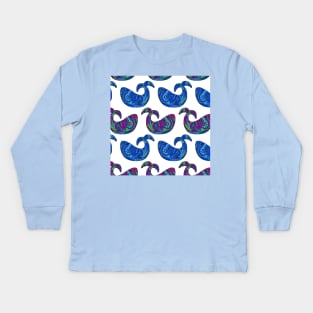 Whimsical Henna Whales Kids Long Sleeve T-Shirt